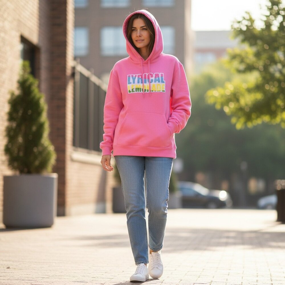 Jordan X Lyrical Lemonade Collaboration Pink Logo Hoodie size L